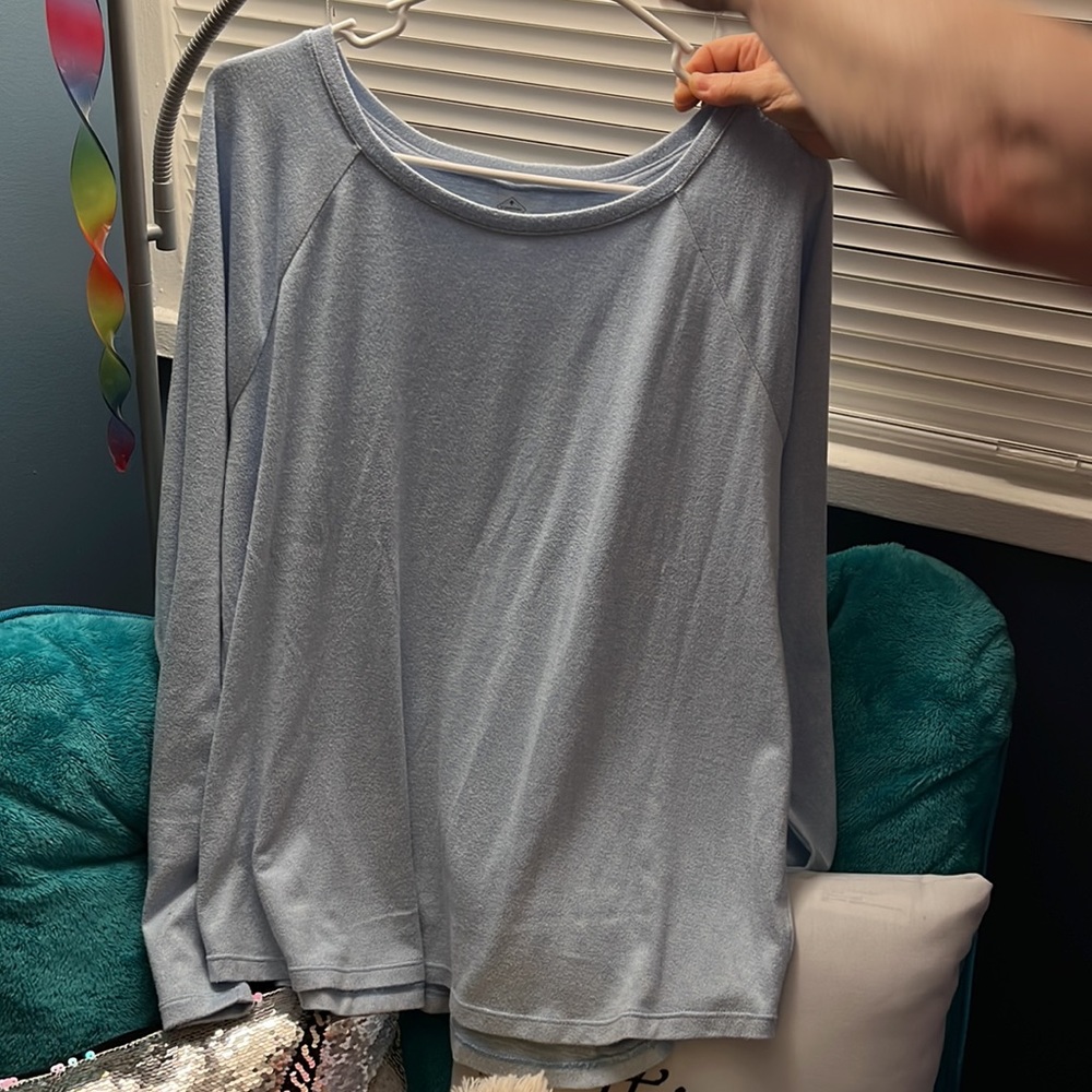 (Saint John’s Bay) Baby Blue Long Sleeve Blouse (Extra Soft) (Size XXL)